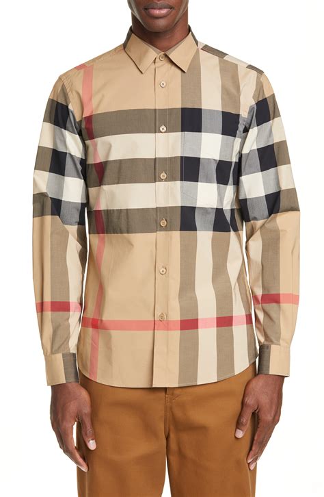 mens burberry button up shirt|burberry button down shirt men.